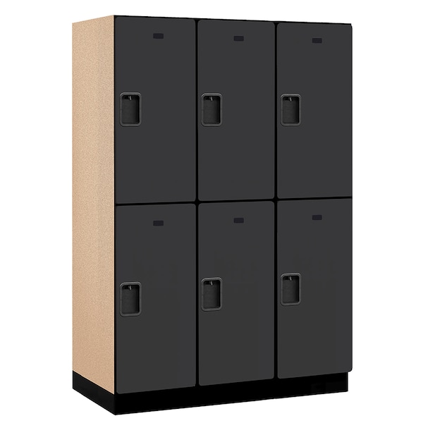 2 Tier Designer Locker, 54"Wx76"Hx21"D, 6 Door, Black